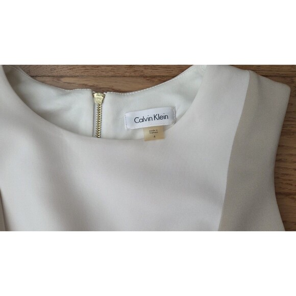Calvin Klein Women's White Sleeveless Colorblock Side Panel Dress Size 4 - Picture 3 of 8